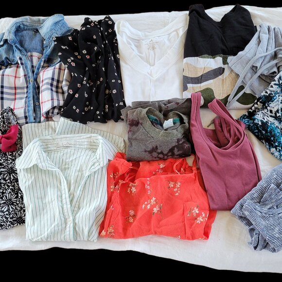 various Tops - Women's LOT of 12 Tops Pants Blouses assorted Small & XS BUNDLE Twelve Mixed